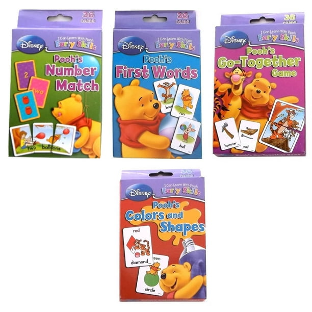 Pooh's Flash Cards for Toddlers Bundle First Words Number Match Colors