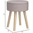 thumbnail image 2 of Storage Ottoman Linen Round Vanity Stool Tray Top Modern Foot Stool with Wood Legs Multifunctional Upholstered Foot Ottoman Rest for Living Room, Bathroom, Makeup (Grey), 2 of 20