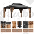 thumbnail image 5 of Devoko 12' x 16' Hardtop Gazebo Outdoor Galvanized Steel Metal Double Roof Aluminum Frame Permanent Pergolas with Netting and Curtains for Patio Backyard Garden Lawns Parties, 5 of 7