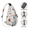 thumbnail image 3 of Sling Backpack,Playful Halloween Icons Pattern Sling Bag with Water Bottle Holder,Waterproof Sling Bag for Men/Women with Headphone Jack for Hiking,Travel, 3 of 6