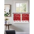 thumbnail image 3 of Christmas Sheer Kitchen Tier Curtains 24 inch length, Red Christmas Ball Small Half Curtains, Snowflake Sparkle Snow Rod Pocket Vanlance Xmas Winter Red Short Cafe Window Treatments 27.5"x24" 2 Panel, 3 of 7