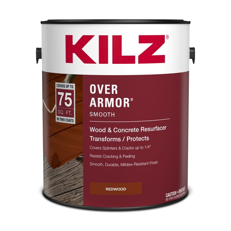 KILZ Over Armor Smooth Redwood Exterior Wood & Concrete Coating, 1 Gallon photo 2