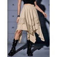 thumbnail image 5 of Women'S Renaissance Flowy Fairy Skirt Y2k Contrast Lace Layered Asymmetrical Midi Skirts Khaki M, 5 of 9
