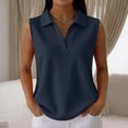 thumbnail image 2 of Dwellite Womens Sleeveless Golf Waffle Polo Shirts Collared Tank Tops V-Neck Workout Athletic Tennis Tops Navy L, 2 of 4