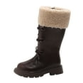 thumbnail image 5 of Mepaouo Girls Riding Boots Knee High Waterproof Mid Calf Shoes Side Zipper Winter Snow Combat Boot Brown, 5 of 6
