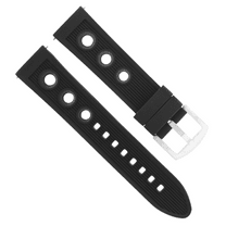 24MM RALLY RUBBER DIVER WATCH BAND STRAP FOR BREITLING AVENGER PORTHOLE BLACK