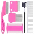 thumbnail image 2 of UYGDUY-6 Pack Pet Grooming Combs, Stainless Steel Dog and Cat Grooming Combs with Rounded Teeth, Double-Sided Professional Pet Tear Stain Remover for Small, Medium, and Large Pets (Pink), 2 of 4
