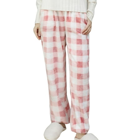 

Niuer Casual Elastic Waist Pants For Womens Fleece Soft Comfy Lounge Pants Nightwear Sleep Pajama Pamts Pink M