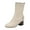 White, variant on Leather Mid Calf Boots for Women Fashion Chunky Heel Square Toe Ankle Fall Booties Lightweight Slip On Riding Boots White Size 8.5