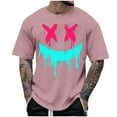 thumbnail image 2 of T-Shirts for Men under $5 Short Sleeved Round Neck Printed T-shirt Pink L, 2 of 4