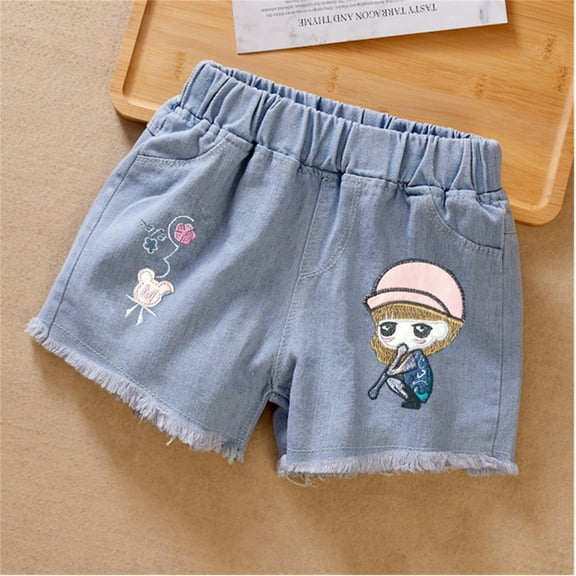 ATOGUTA Jean Shorts for Teen Girls High Waisted Straight Leg Summer Jeans Shorts Blue, Size 3T-13