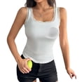 thumbnail image 7 of White Women Built-in Bra Tank Tops Ribbed Nylon,Spandex Sleeveless Camisole Tops 2026 Summer Basic Blouses Basic Tank Tops for Women S, 7 of 7
