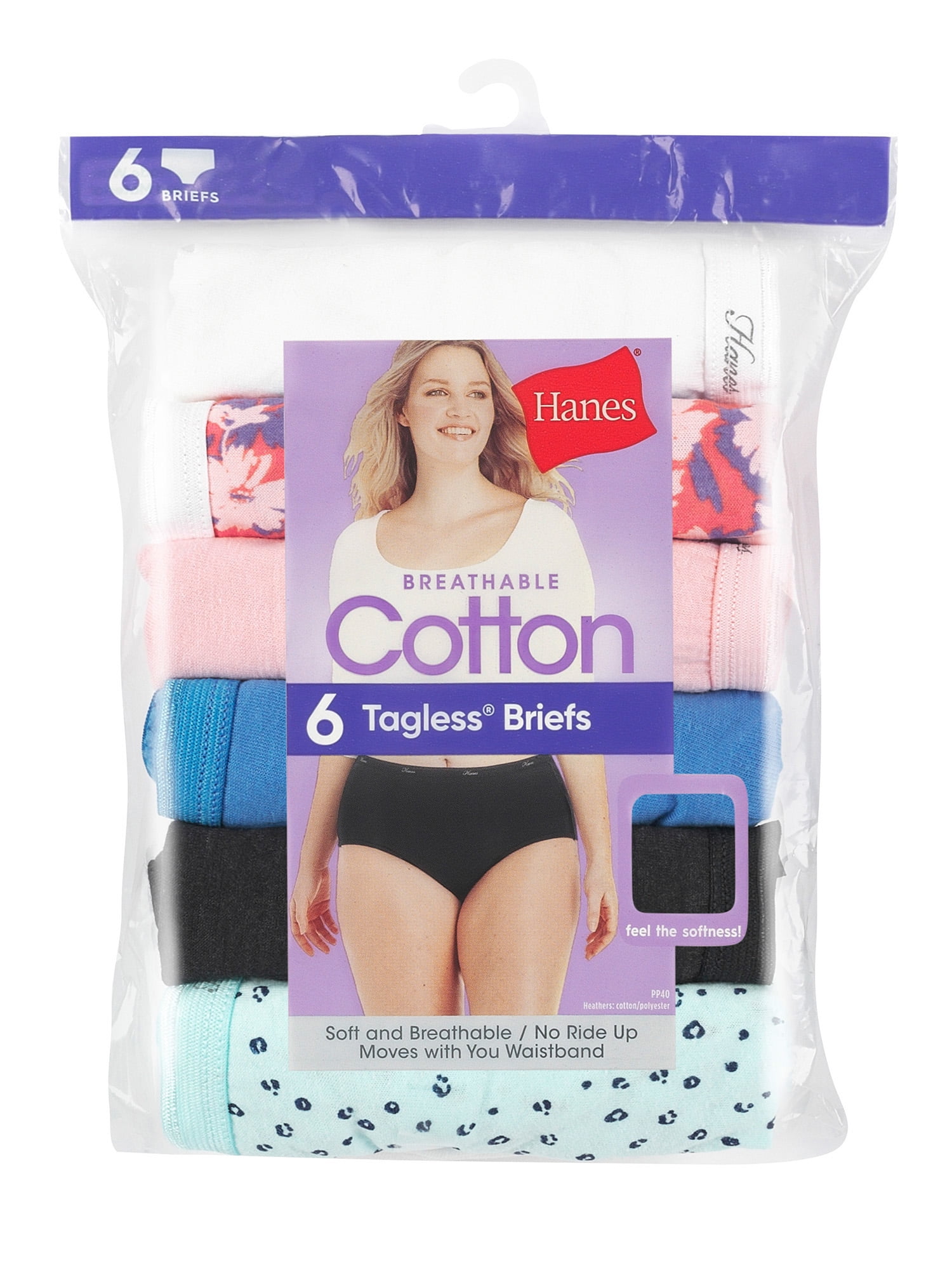 6pr Ladies Hanes size 6 Panty Briefs Underwear 100% Cotton