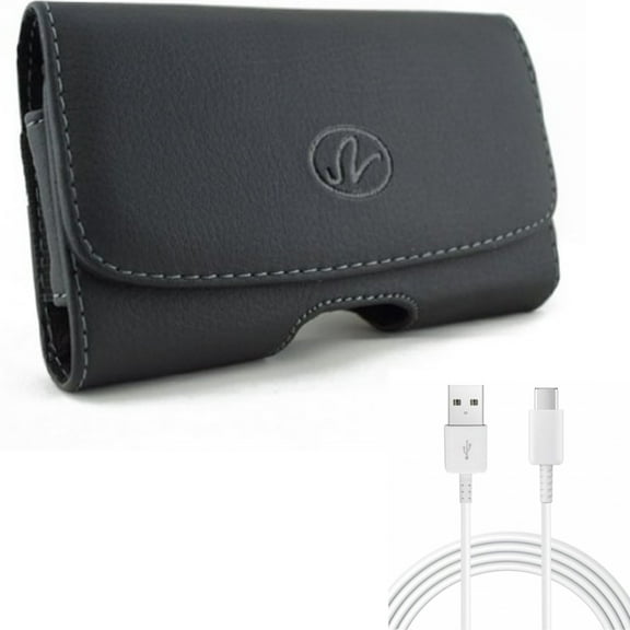 Case Belt Clip w 10ft USB-C Cable for Samsung Galaxy A53 5G,A33 5G Phones - Leather Swivel Holster Loops, Type-C Charger Cord Power Wire