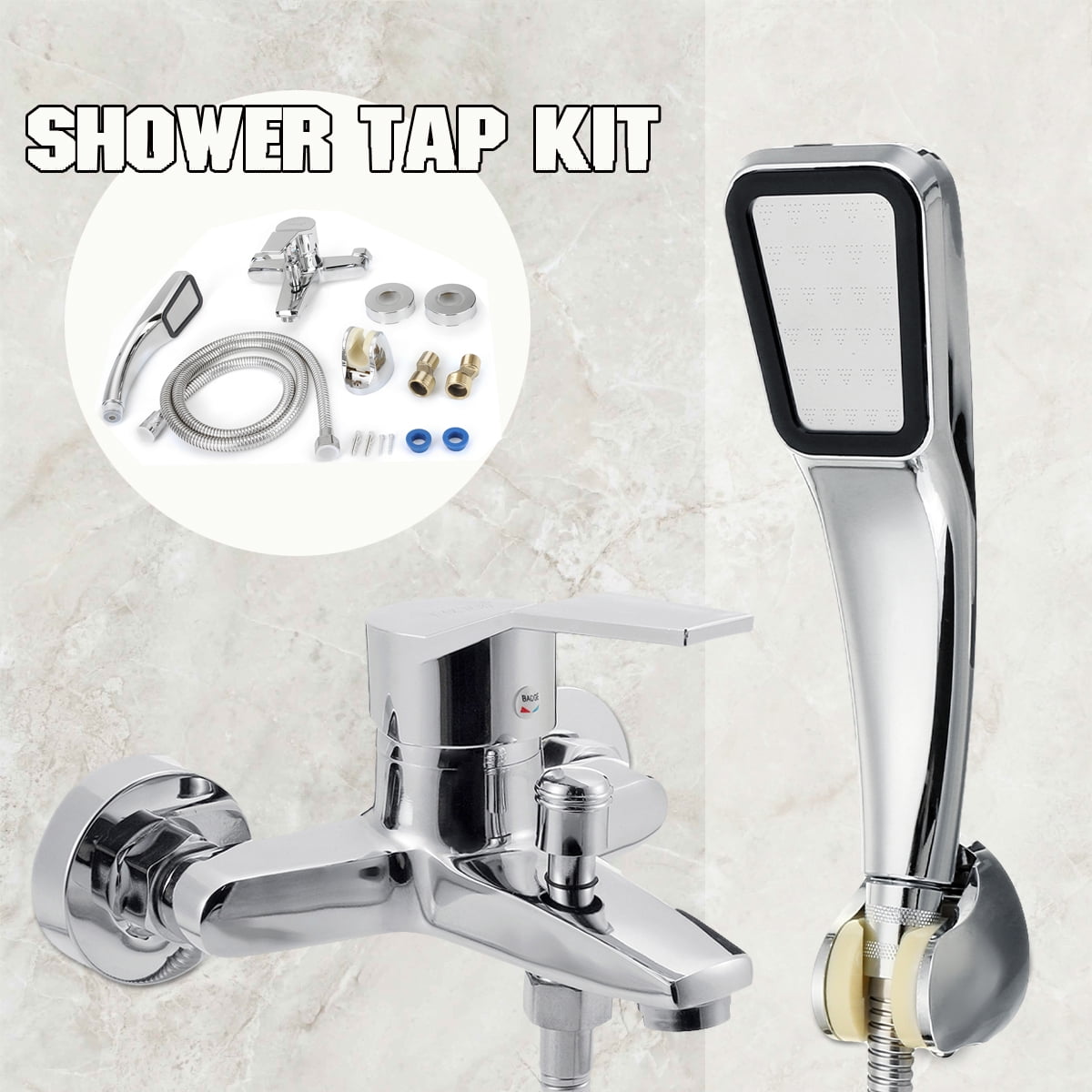 Shower Faucet Kit Handheld Bathroom Wall Mounted Rainfall Shower Head