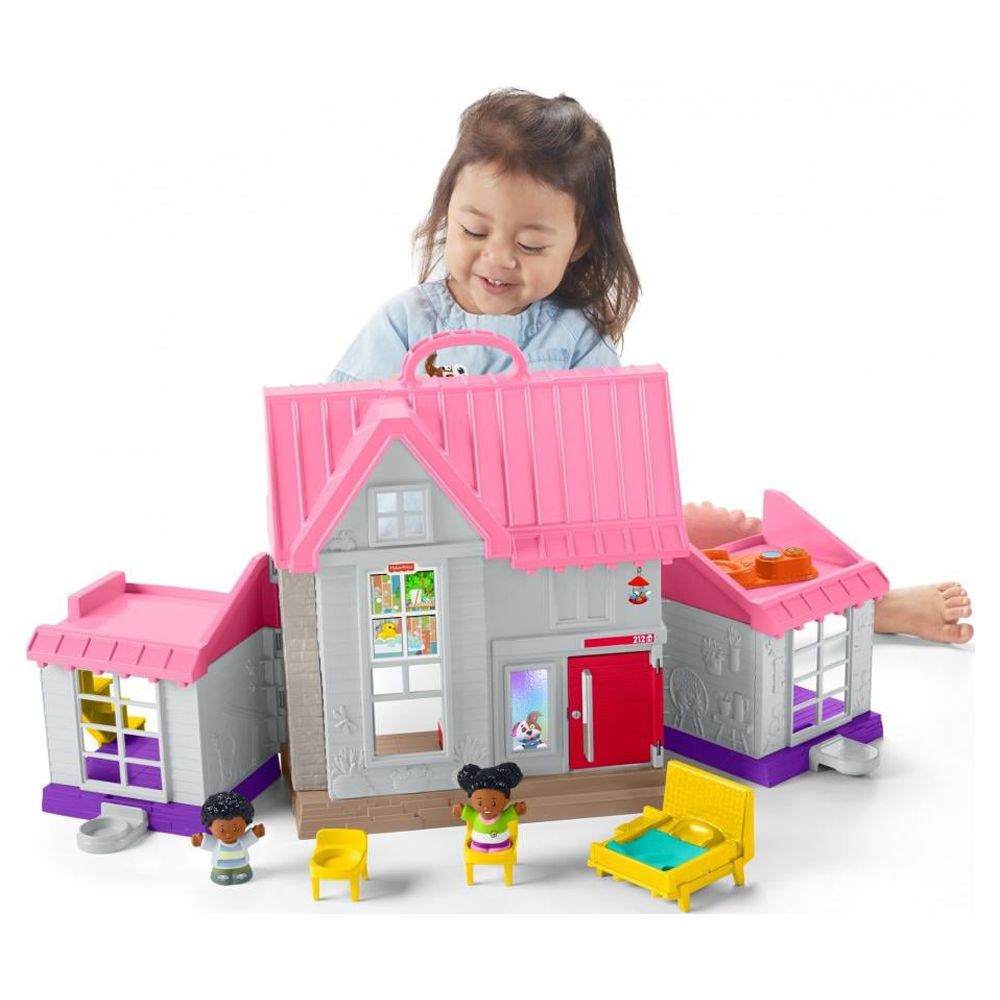 Fisher-Price Little People Big Helpers Interactive Home Playset with Tessa and Chris, Pink - image 5 of 9