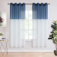 thumbnail image 1 of ZMLEVE Color Block Sheer Curtains 63 Inch Length 2 Panels Set, Linen Look Semi Sheer Drapes Grommet Window Curtain Panels for Living Room, Set of 2 Panels, 52 x 63 Inch, Navy Blue and White, 1 of 7