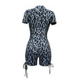 thumbnail image 5 of Liacowi Women Short Sleeve Bodycon Romper Leopard Print Sexy Slim Fit Short Jumpsuit One Piece Playsuits Bodysuits, 5 of 7