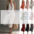 thumbnail image 3 of Miluxas Womens Halter Backless Maxi Dress Summer Sleeveless V Neck A Line Long Dresses with Pockets Y2k Going Out Dress Beach Vacation Outfits Beige, 3 of 7