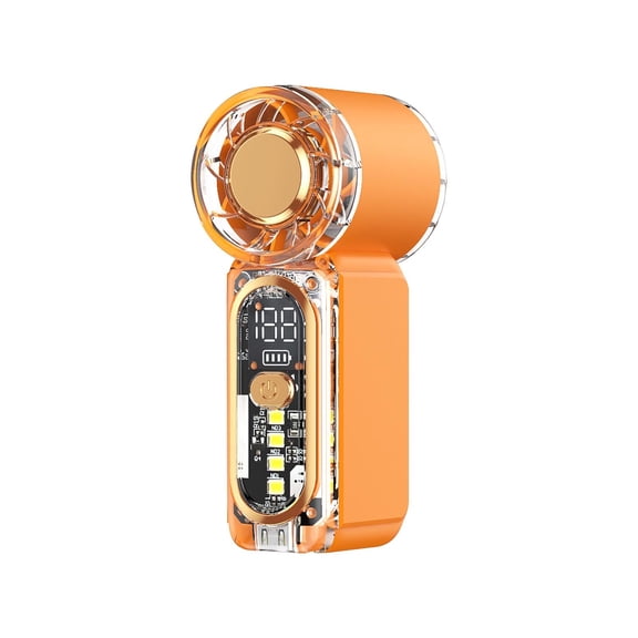 Tepsmf Portable Mini Handheld Fan Mini Turbos Pocket Fan 100 Speed Adjustable Pocket Fan with Digital Display USB-C Rechargeable Personal Fan Long Battery Life Orange
