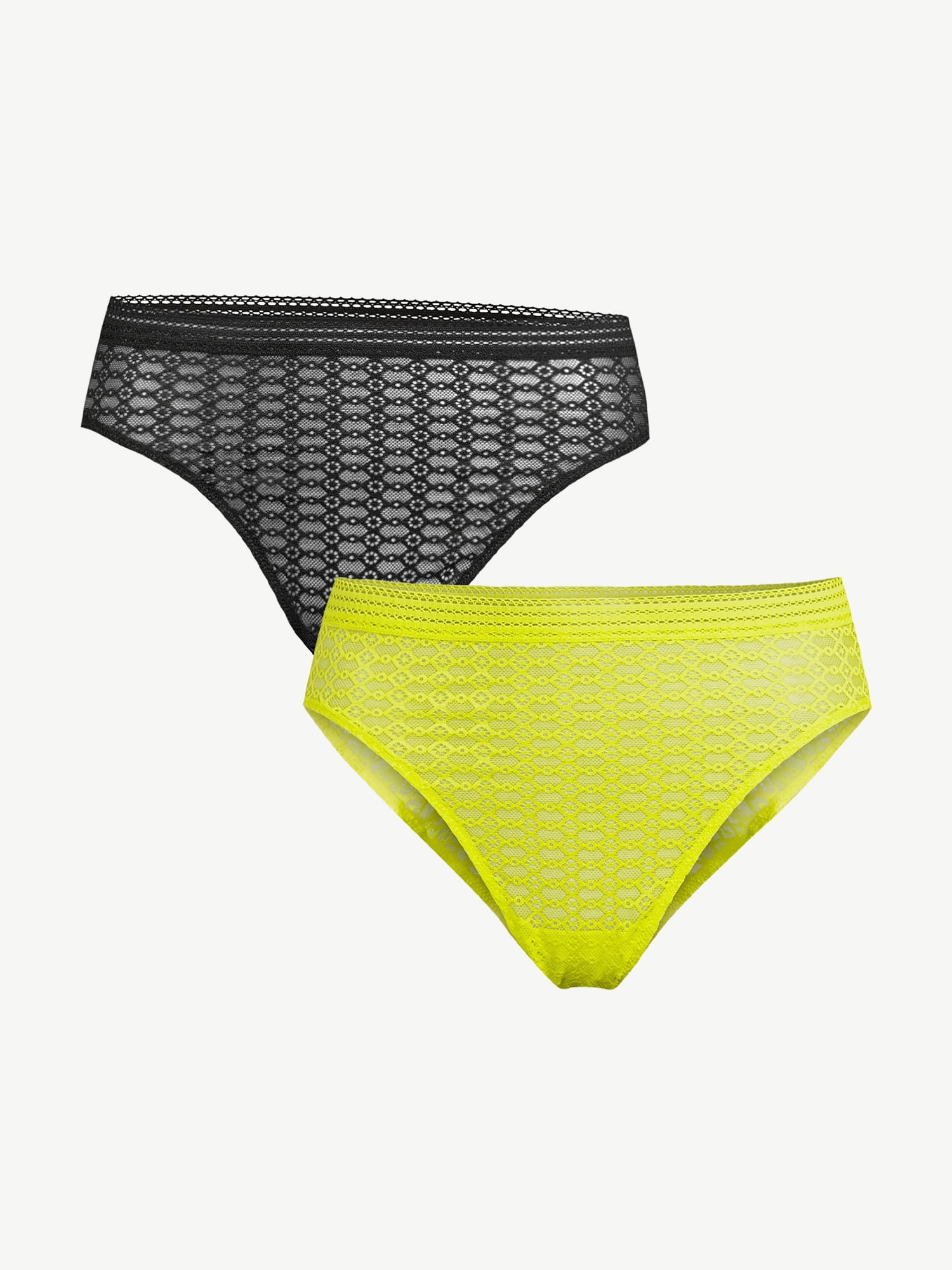 Sofia Intimates Women's Geo Lace Hi Cut Cheeky Panties, 2Pack