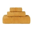 thumbnail image 3 of Superior Zero Twist 3-Piece Cotton Towel Set, Waffle Border Ultra Doft Quick Dry Towels, Gold, 3 of 13