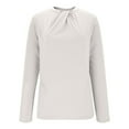 thumbnail image 5 of qucoqpe Womens Tops Fall Fashion Outfits Casual Crewneck Long Sleeve Shirts Stretch Twisted Knot Slim Fit Business Blouse Winter Warm Undershirts, 5 of 8