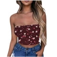 thumbnail image 1 of Haut Tube pour Femmes, Haut Sans Manches et Sans Bretelles en Polyester Uni avec Bande Élastique, Longueur Régulière, Rouge Vin, pour un Usage Quotidien Décontracté, 1 of 5