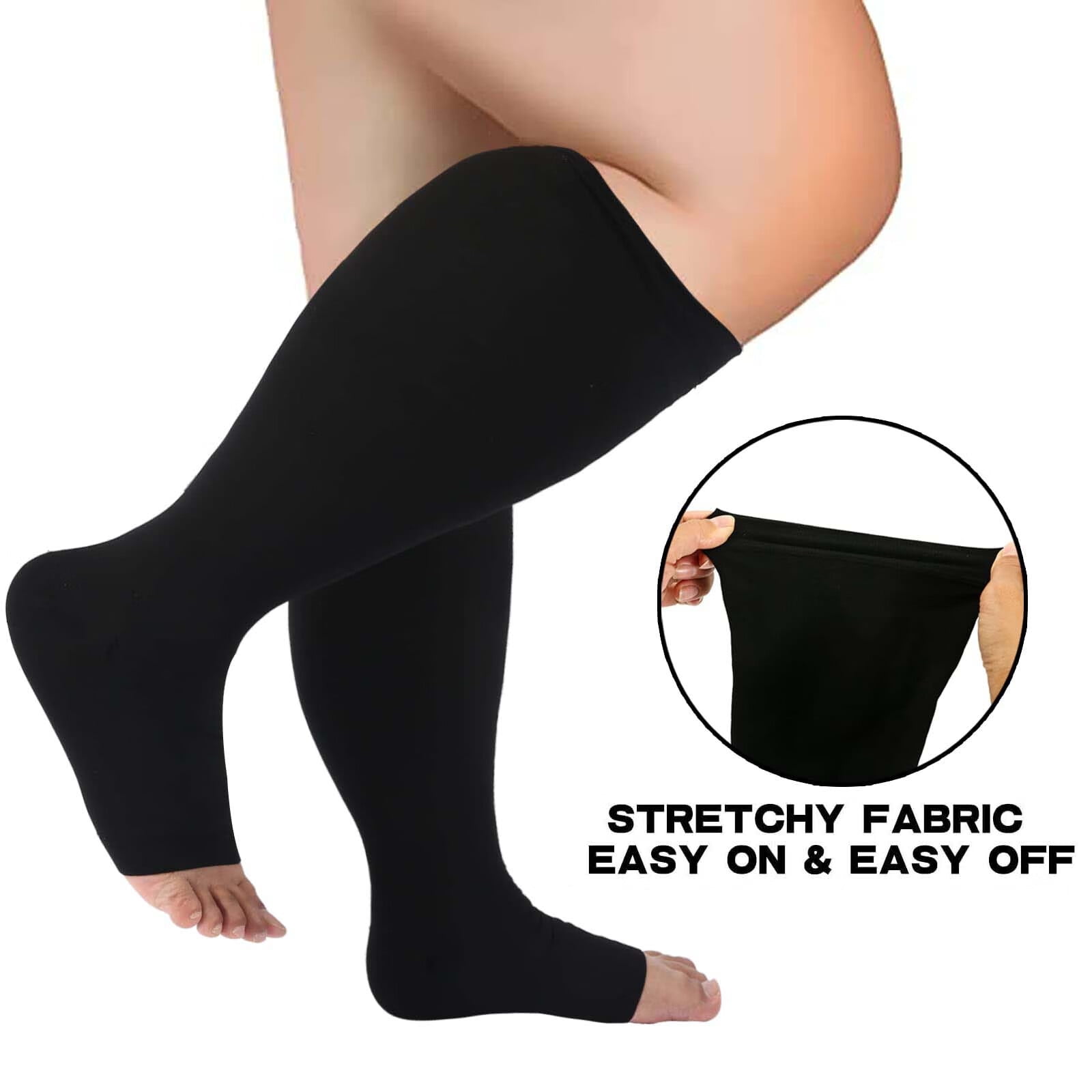 Tancuzo Plus Size Compression Socks Circulation Support 2030 mmHg Knee High Medical Pro Toeless