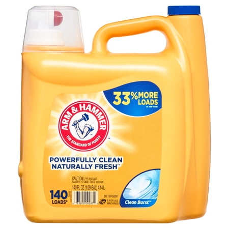 ARM & HAMMER Liquid Laundry Detergent Soap, Clean Burst Fresh, 140 fl oz, 140 Loads