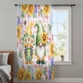 thumbnail image 3 of Sunflowers Semi Sheer Curtains Drapes for Living Room,Bedroom,French Doors Window 96 Inches Long,Spring Gnomes Hydrangea Daisy Flowers Pink Plaid Rod Pocket Chiffon Curtain Voile Drapery Panel, 3 of 8