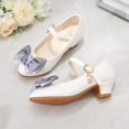 thumbnail image 5 of Gelikeya Girls Dress Shoes Bowknot Flower Girls Wedding Party Low Heels Girls Dress Flat Shoes Rhinestone Princess Leather Shoes Girl Sandals Mary Jane Shoes, Clear, 5 of 5