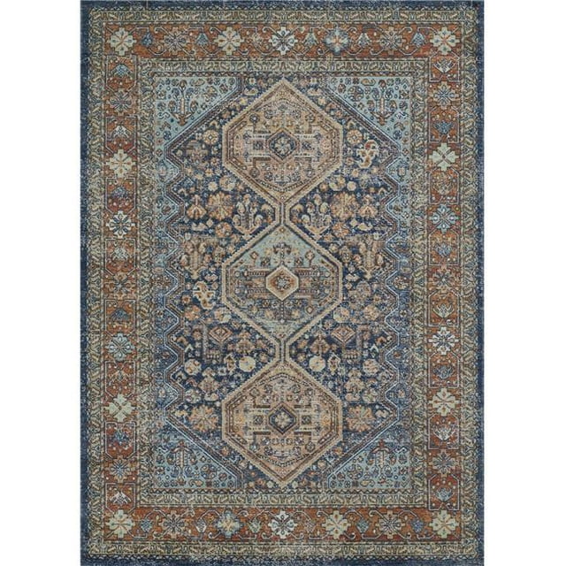 Momeni LILLILIH-2NVY5373 5 ft. 3 in. x 7 ft. 3 in. Lillihan Machine Made Traditional Rectangle Area Rug, Navy