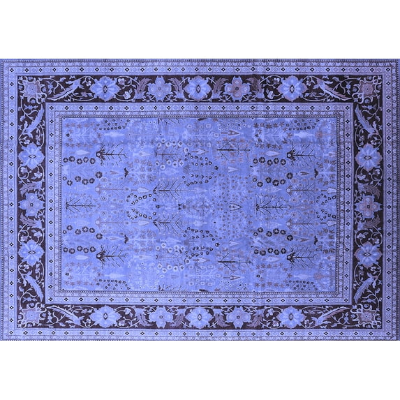 Ahgly Company Indoor Rectangle Oriental Blue Industrial Area Rugs, 2' x 5'