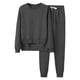 thumbnail image 1 of EQWLJWE Conjunto de dos piezas para mujer, sudadera holgada de manga larga con cuello redondo y pantalones deportivos con cordón, para uso diario, color gris oscuro (S-2XL), 1 of 4