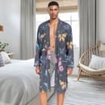 thumbnail image 5 of Dailycode Men Robe Lightweight Soft Bathrobes Kimono Nightgown Beautiful Butterflies and Star, 5 of 6