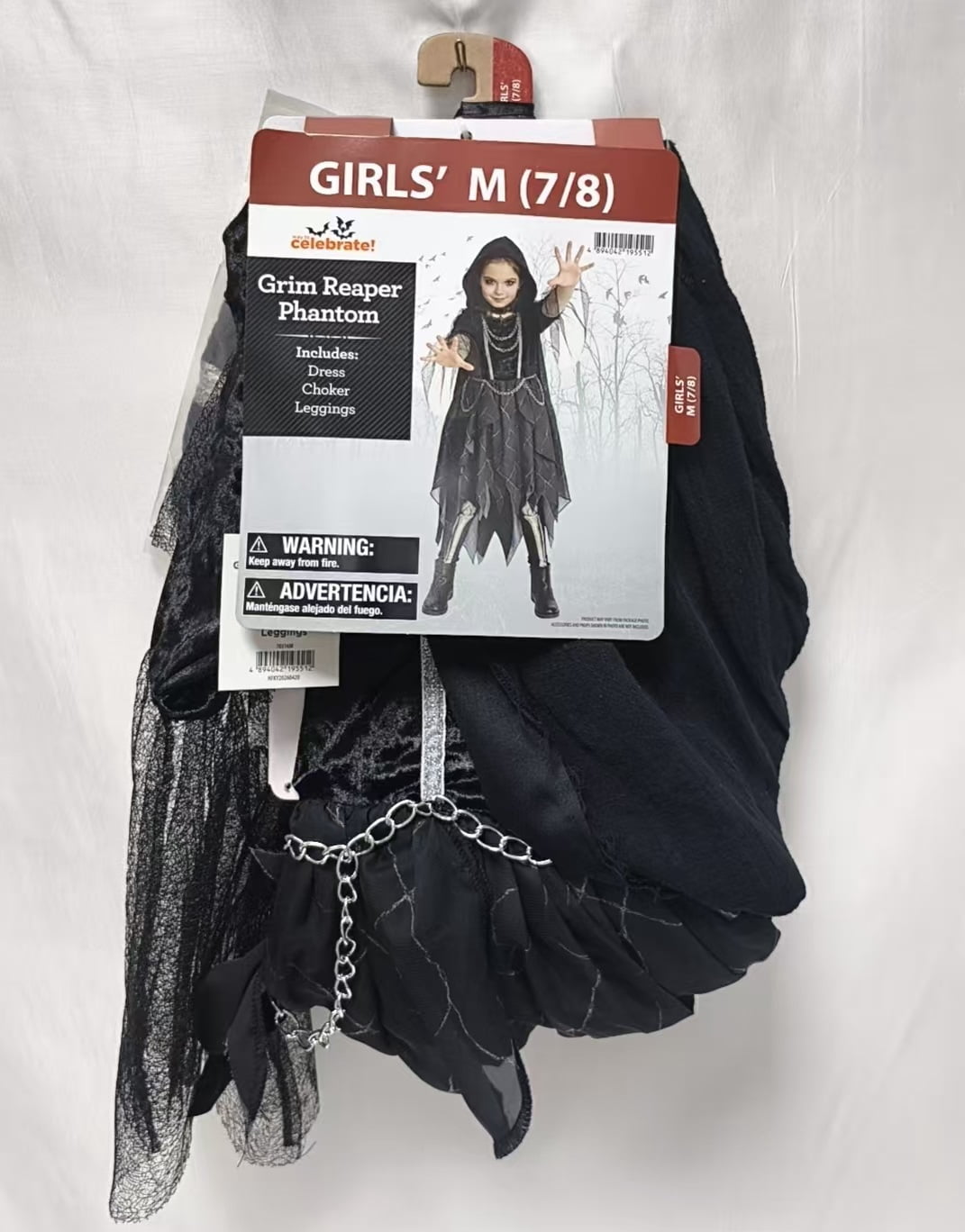 Grim Reaper Halloween Costume for Children, Girl's Size M (7/8), by Way to Celebrate
