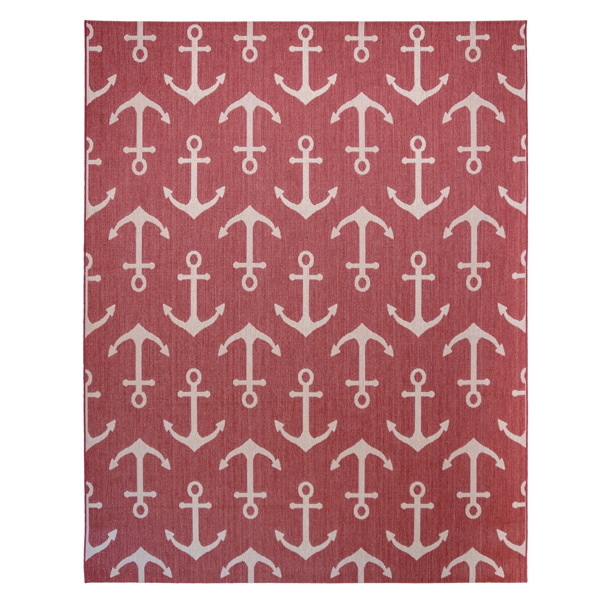 Gertmenian Paseo Maritime Red Nautical Anchor Indoor/Outdoor Area Rug 8'9"x13'1" 9' x 12'