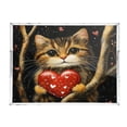 thumbnail image 2 of Acrylic Tray 15.7*11.8*1.9 Inch Transparent Tray Food Tray Tea Cup Tray Serving Trays Cosmetics Storage Kitchen Table Bathroom Sundry Storage Valentine's Day Love Cat, 2 of 7