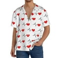thumbnail image 3 of Balery Heartbeat Symbol Men's Casual Button Down Shirt Short Sleeve Textured Summer Cuban Beach Shirts-3X-Large, 3 of 7