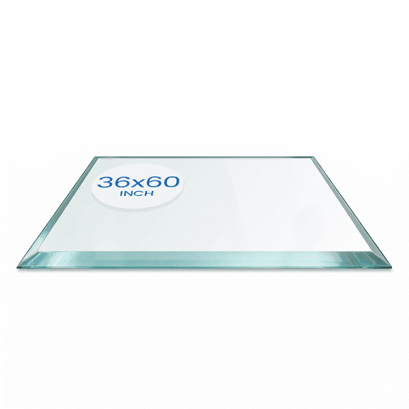 Dulles Glass 36"x60" Rectangle Table Top 1/4" Thick, Beveled Polished Tempered Glass for Indoor Dining or Outdoor Patio, 45 Pounds