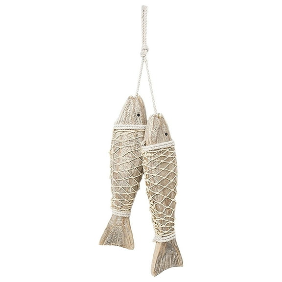 GQDIN Wooden Hanging Fish Wall Decor – Rustic Beach-Themed Sculpture for Bathroom, Bedroom, Living Room & Coastal Home Decoration – Handmade Nautical Ornament