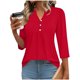 thumbnail image 2 of Tops de Color Sólido para las Mujeres Casual Tres Cuartos de Manga Cuello en V Suelta Camiseta Top Blusas para Uso Diario Y de Fiesta, 2 of 5