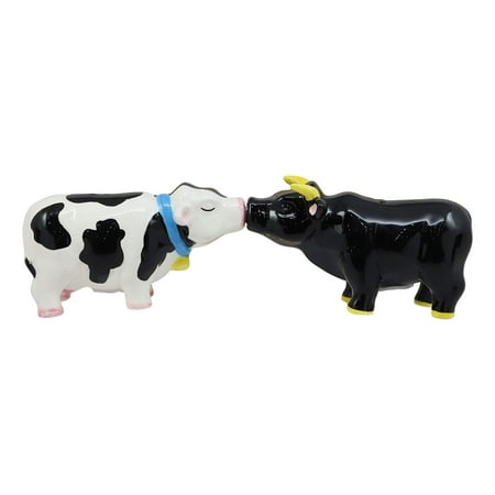 Holstein Bull - Ebros Farm Bovine Cattle Love Affair Kissing Bull And Cow Salt And Pepper Shakers Set Fun Kitchen Dining Bull Matador And Holstein Cow Ceramic Magnetic Decor Figurines
