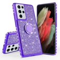 thumbnail image 2 of Galaxy Wireless Glitter Case for Samsung Galaxy S21 Ultra Case, Ring Kickstand Bling Cover for Girls Women Diamond Sparkly for Galaxy S21 Ultra Cases - Purple, 2 of 3