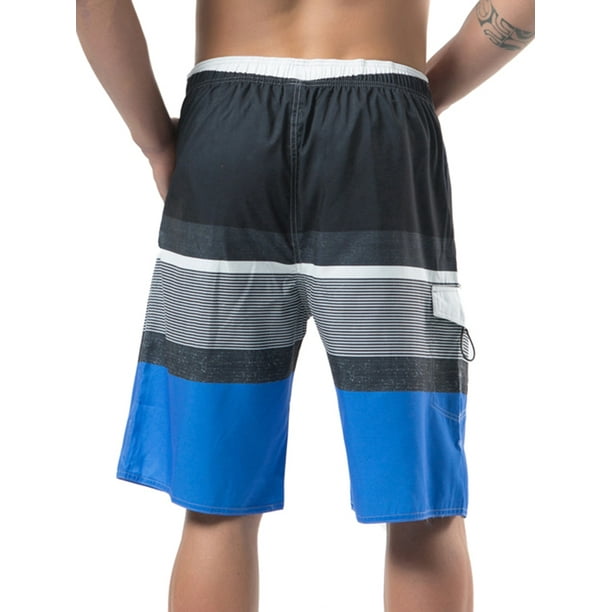 UKAP Men's Big and Tall Board Shorts Swim Trunks with Side Pocket,  Drawstring Striped Beach Shorts with Mesh Lining Swimwear Bathing Suits for  Men
