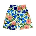 thumbnail image 2 of kingque Men Beach Shorts Elastic Waist Bottoms Floral Print Summer Short Pants Hawaiian Beachwear Holiday, 2 of 4