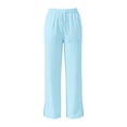 thumbnail image 5 of Admvng Women's Cotton Pants Elastic Waist Summer Casual Straight Leg Trousers with Pockets, 5 of 9