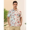thumbnail image 2 of Lars Amadeus Camisa de verano con estampado de hojas para hombre, corte regular, manga corta, flores, hawaianas, patchwork, camisas con bolsillo beis azul claro XXL, 2 of 6