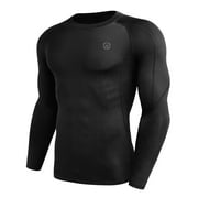NELEUS Men Compression Shirts Workout Running Shirts Dry Fit Long Sleeve 3 Pack,Black,US Size M